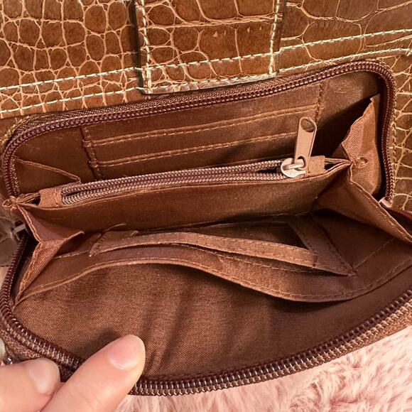 Y2k warm brown croc print shoulder bag - Picture 6 of 7